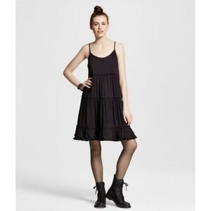 Tiered Camisole Mini Dress Size M Black Whimsigoth 90s Soft Grunge Indie Sleaze